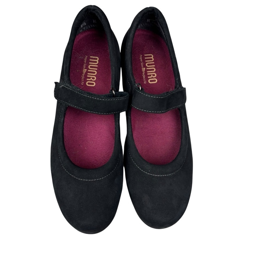 Munro Black Suede Maryjane Wedges
